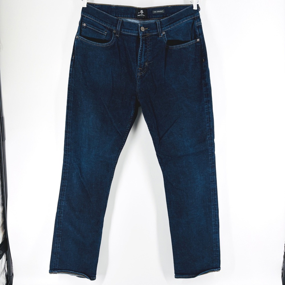 7 For All Mankind Jeans 38 The Straight Luxe Performance Blue Dark Straight